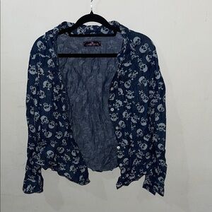 Blue Skull Patterned Button Down